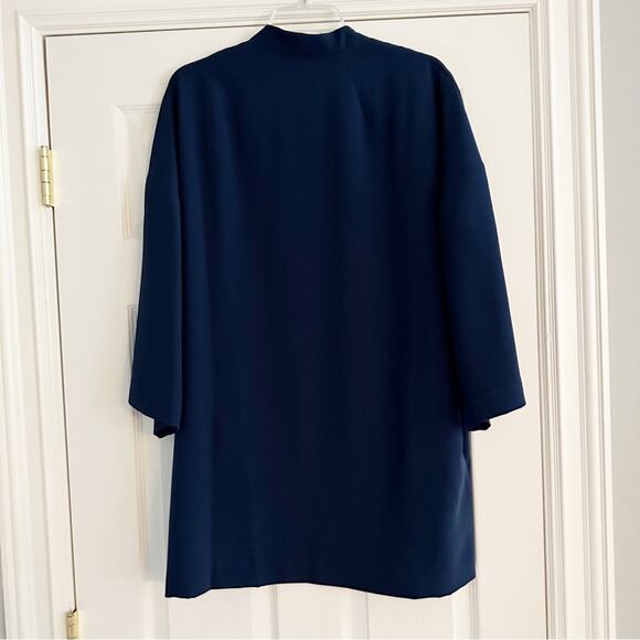 Natori Solid Blue Crepe Kimono Blazer Open Front Topper NWT Oversized LARGE - Picture 8 of 14
